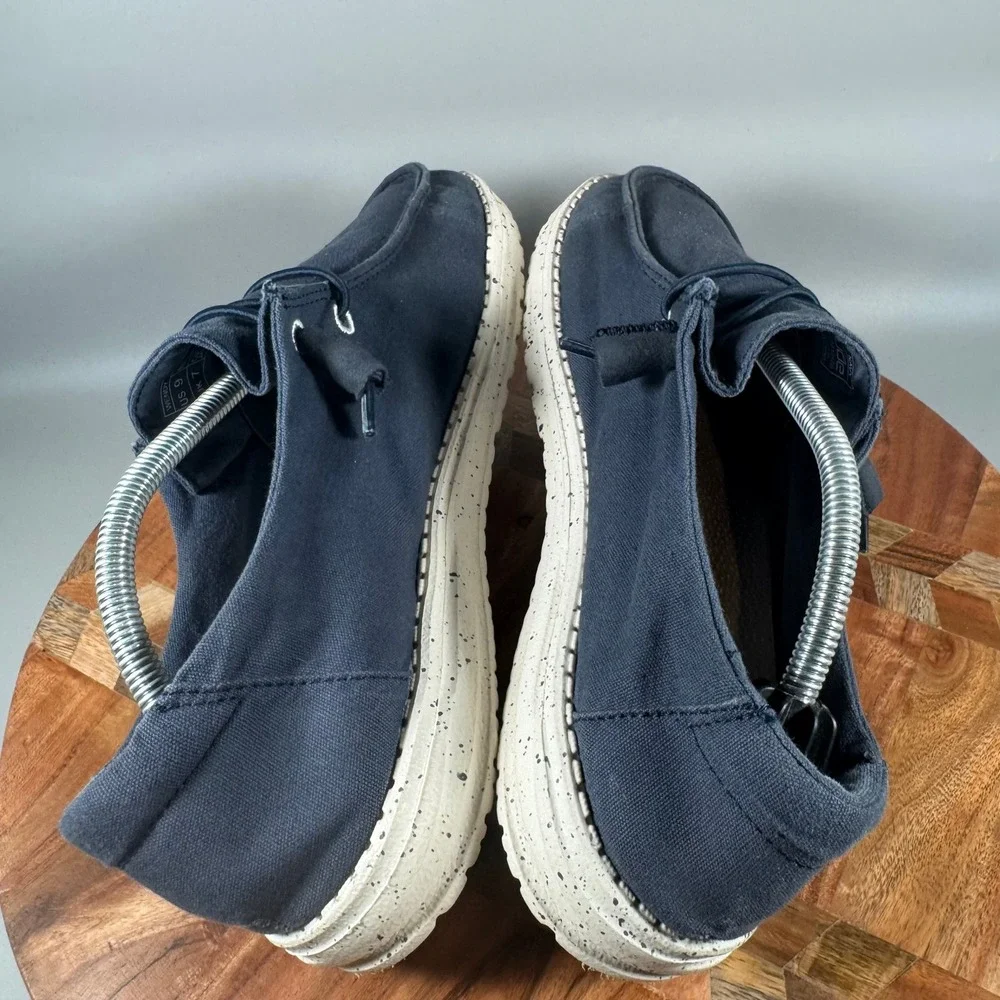 Hey Dude Wendy Navy Canvas Slip On Loafers Womens Size 9 Speckled Sole 121412500